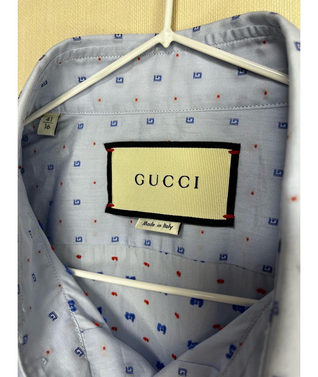 GUCCI Голубая хлопковая кэжуал рубашка, фото 3