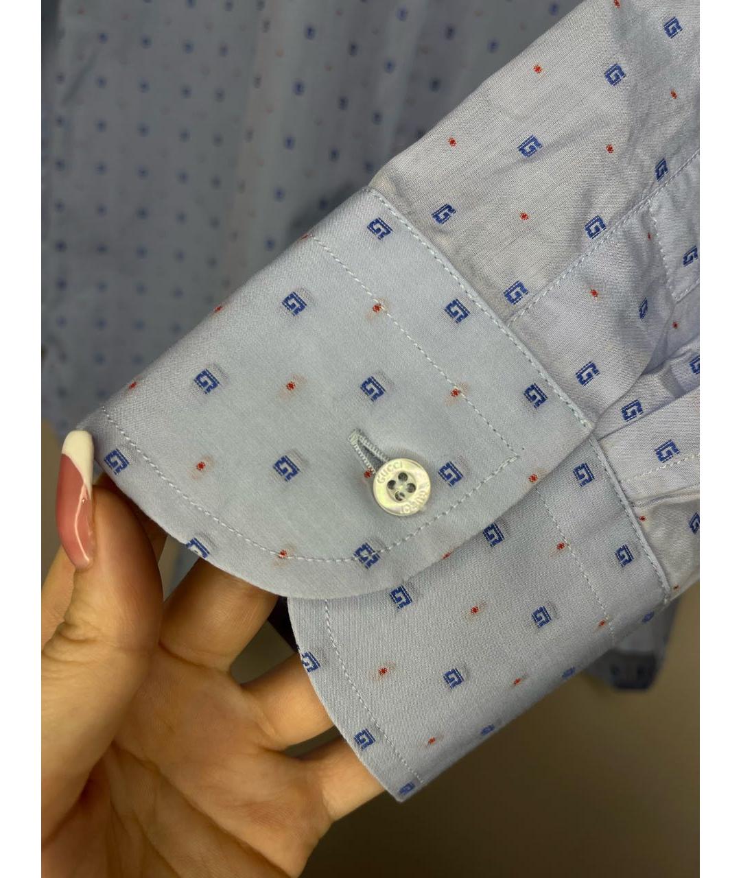 GUCCI Голубая хлопковая кэжуал рубашка, фото 4