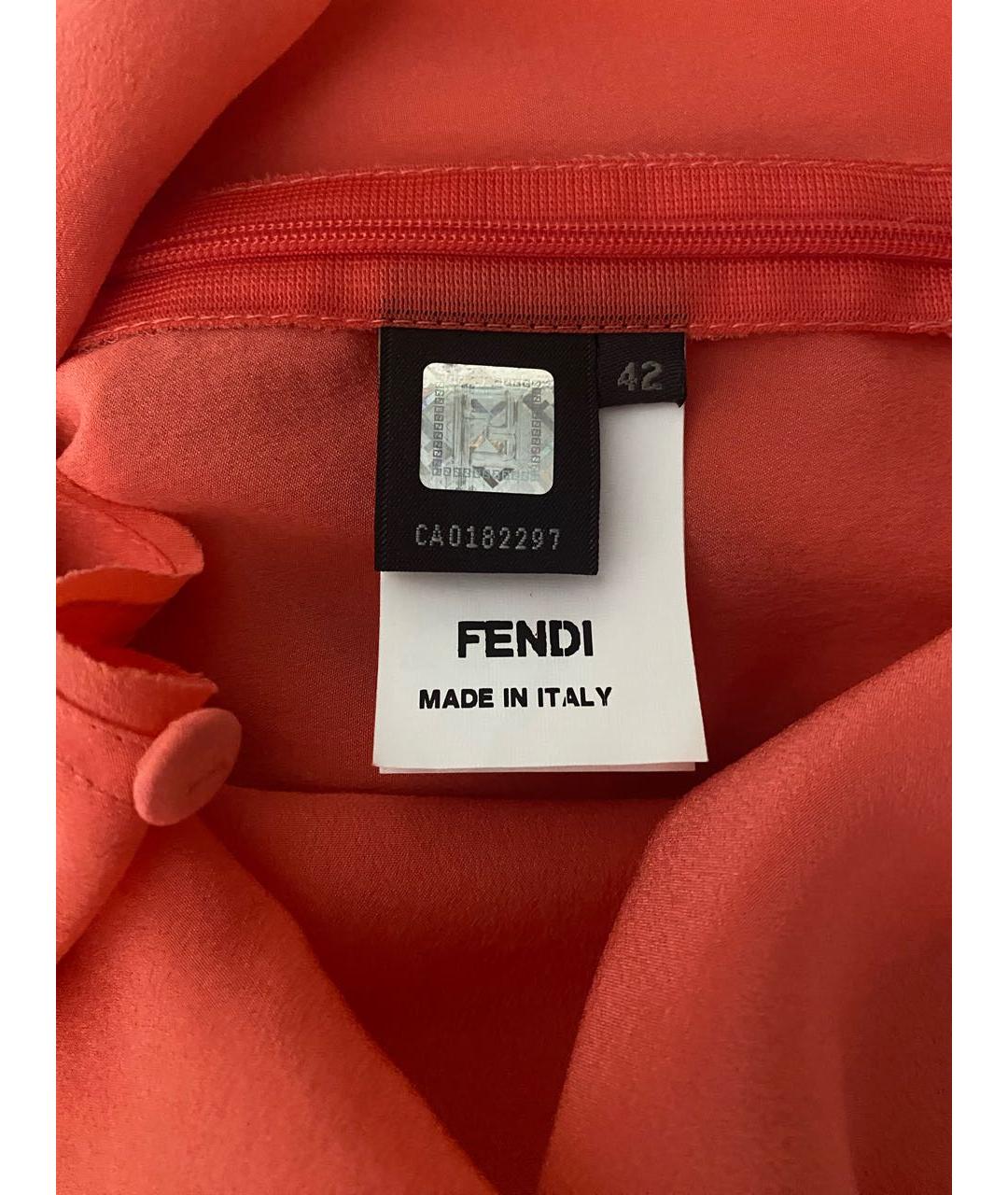 FENDI Коралловое шелковое коктейльное платье, фото 7