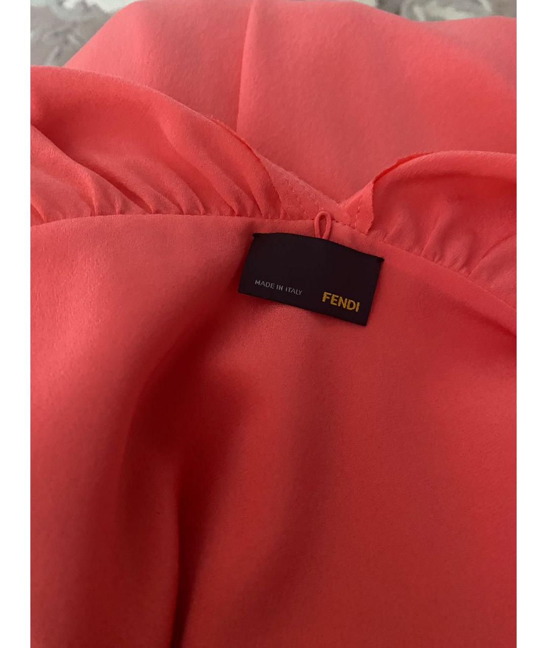 FENDI Коралловое шелковое коктейльное платье, фото 6