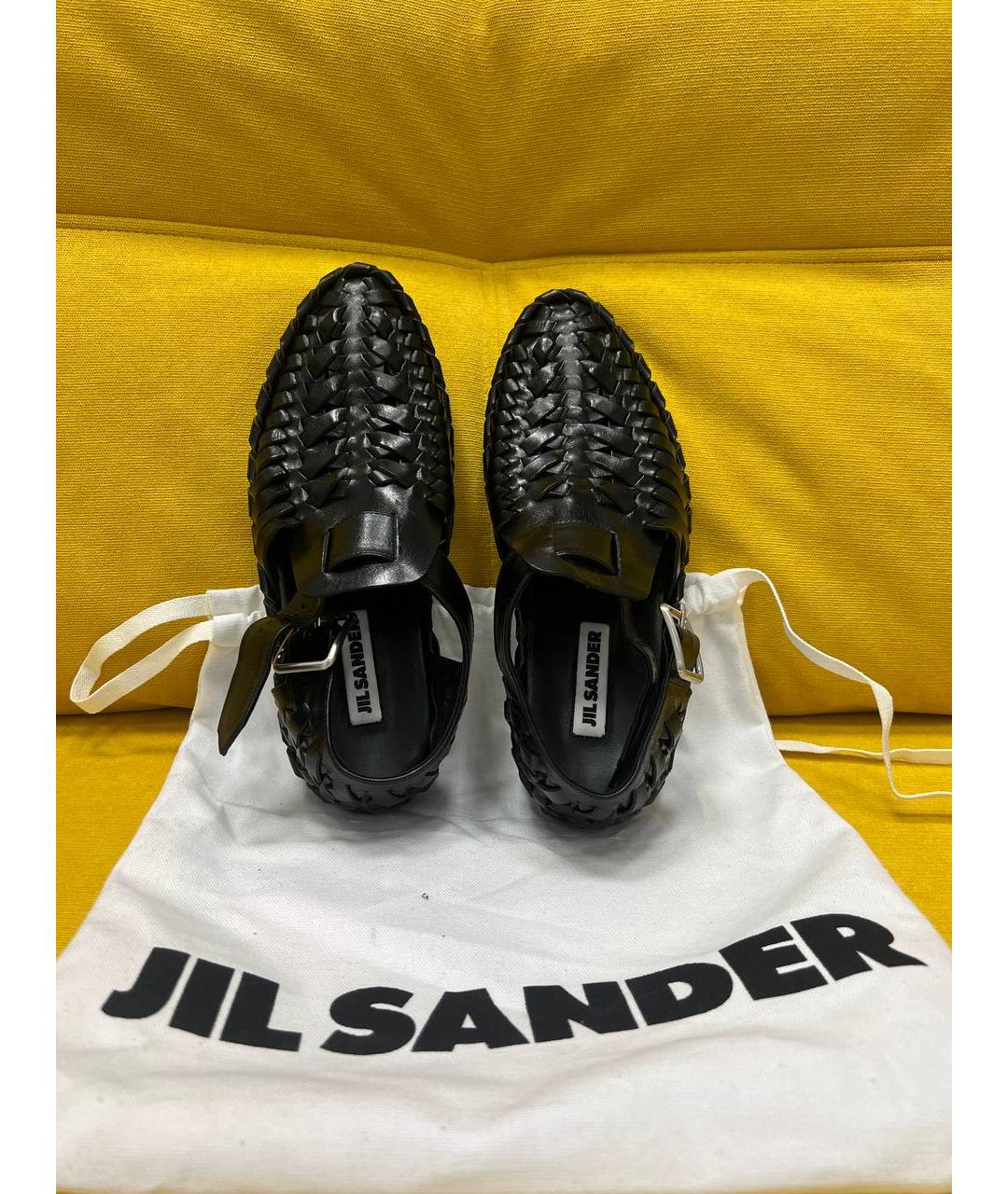 JIL SANDER Черные кожаные сандалии, фото 6
