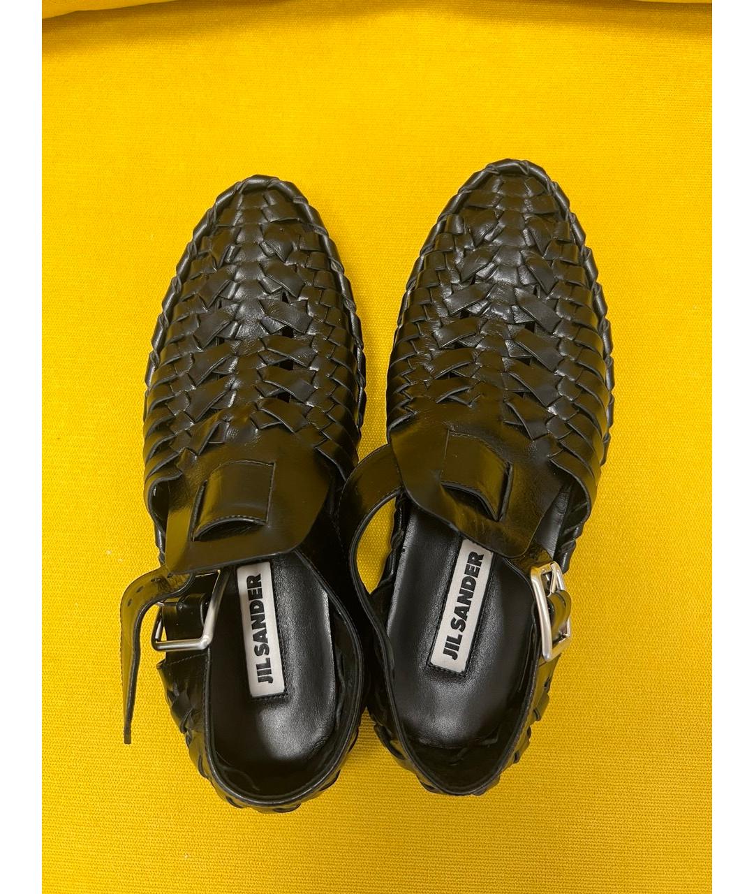 JIL SANDER Черные кожаные сандалии, фото 4