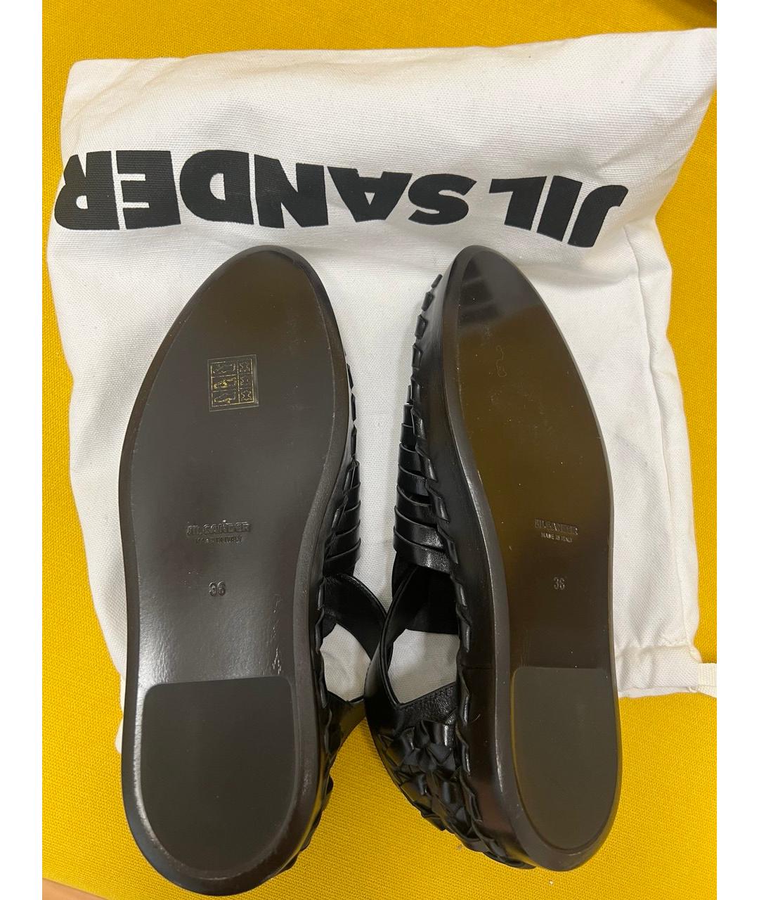 JIL SANDER Черные кожаные сандалии, фото 5