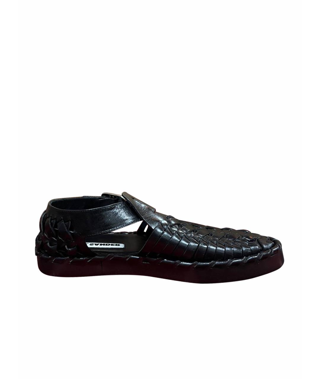 JIL SANDER Черные кожаные сандалии, фото 1