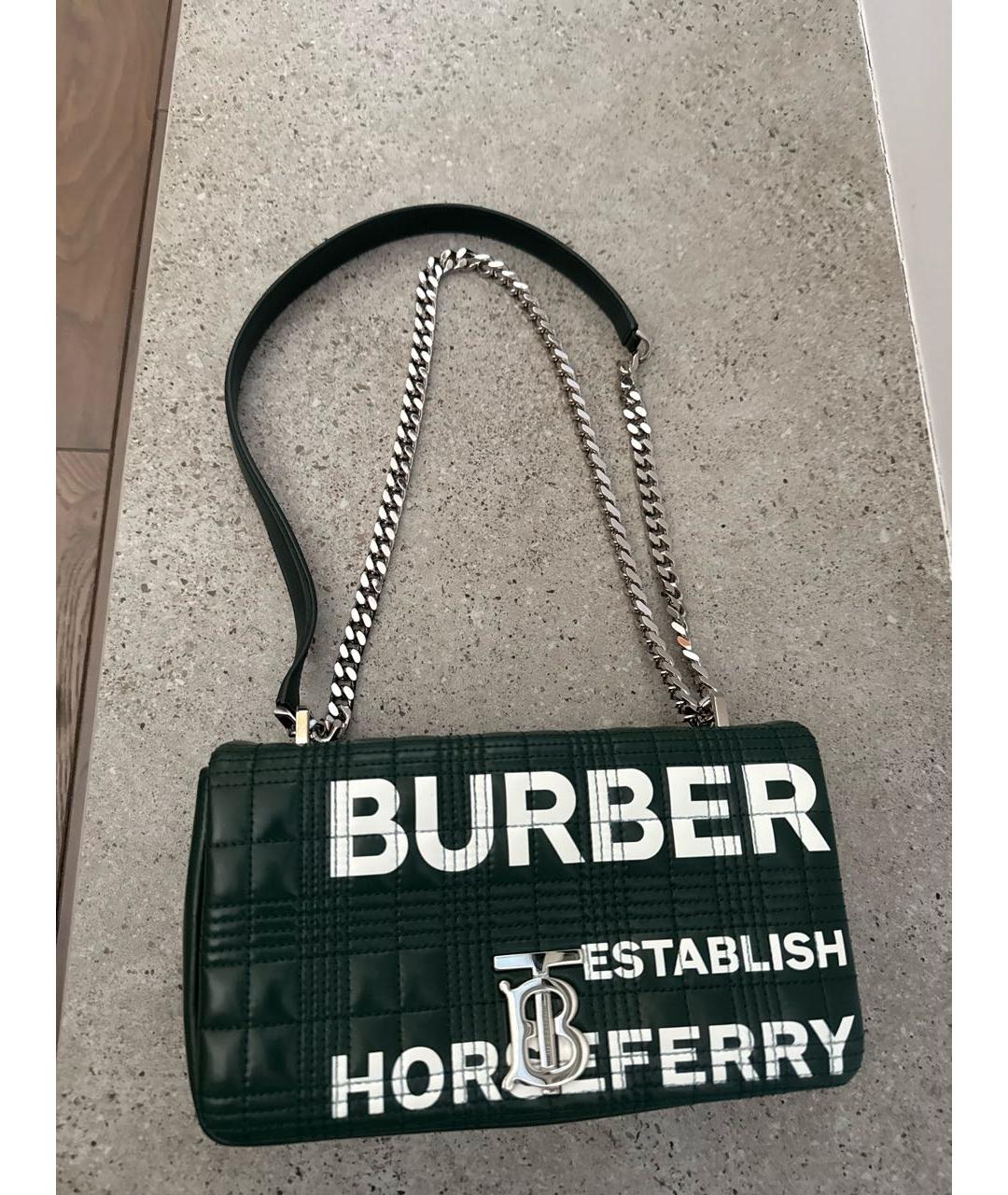 BURBERRY Зеленая кожаная сумка через плечо, фото 5