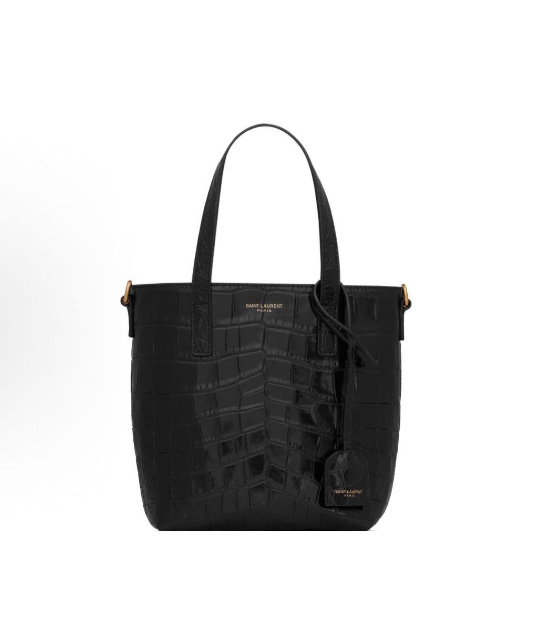 SAINT LAURENT Черная кожаная сумка с короткими ручками, фото 1