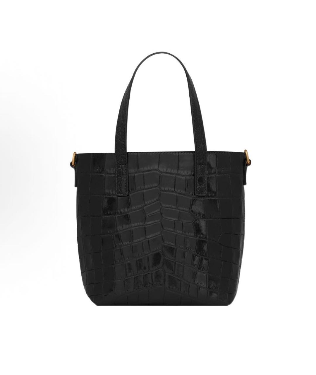 SAINT LAURENT Черная кожаная сумка с короткими ручками, фото 2