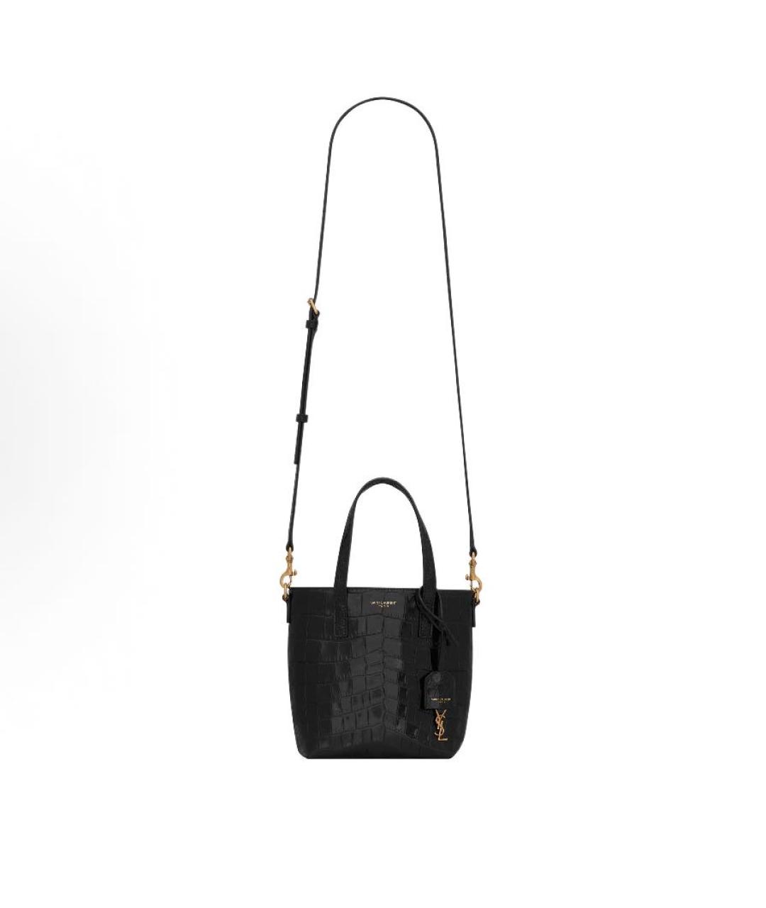SAINT LAURENT Черная кожаная сумка с короткими ручками, фото 5