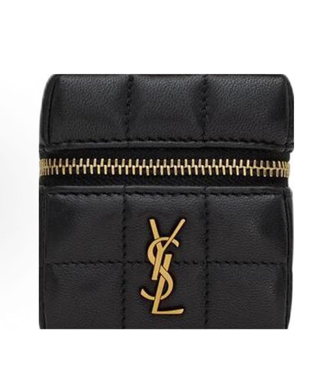 SAINT LAURENT Черная кожаная сумка с короткими ручками, фото 6
