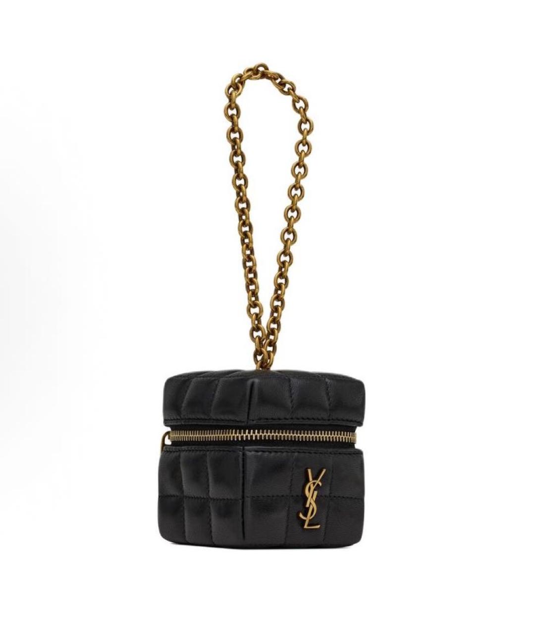SAINT LAURENT Черная кожаная сумка с короткими ручками, фото 3