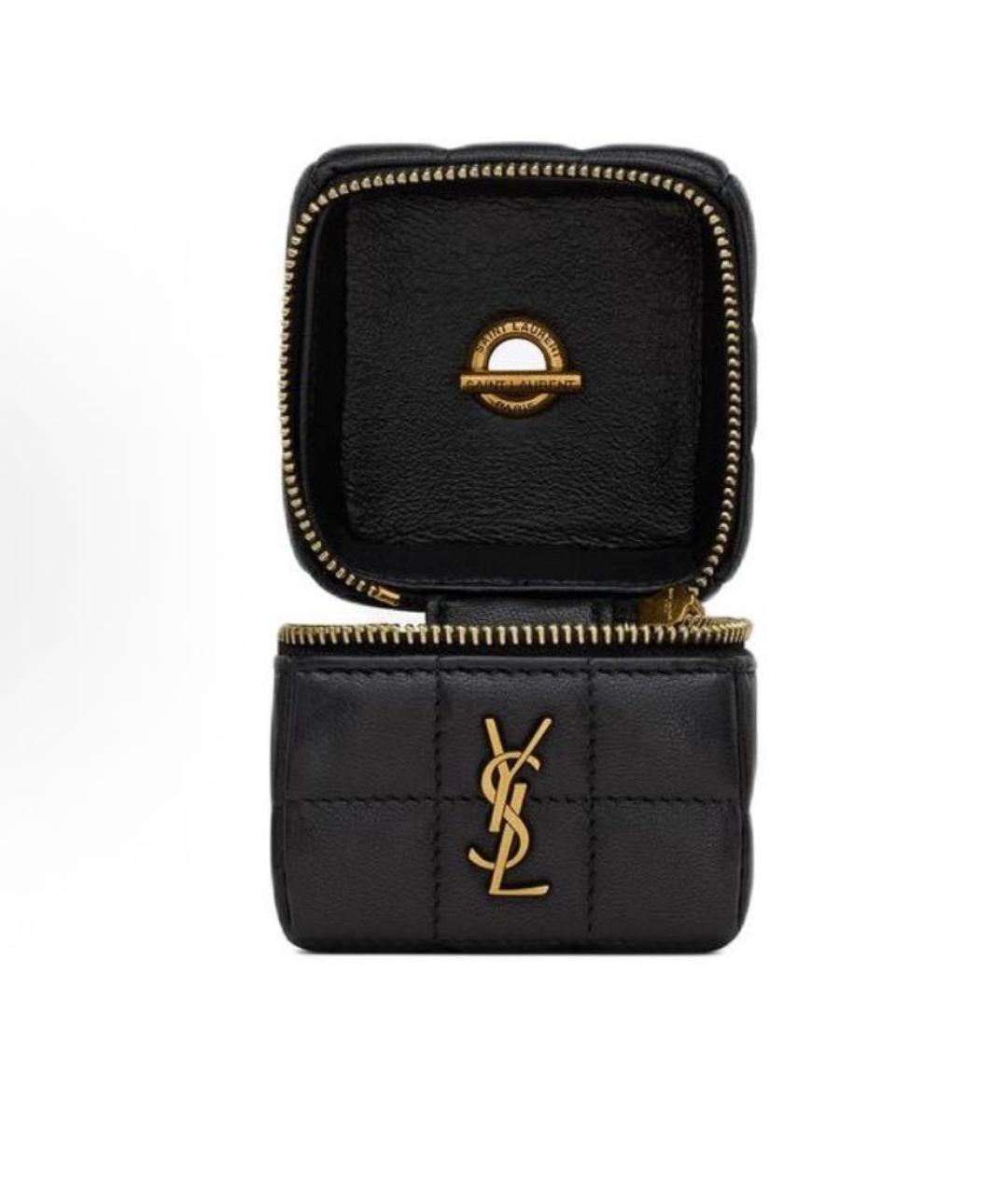 SAINT LAURENT Черная кожаная сумка с короткими ручками, фото 5