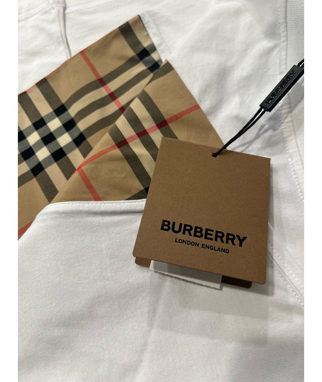 BURBERRY Белая хлопковая футболка, фото 4