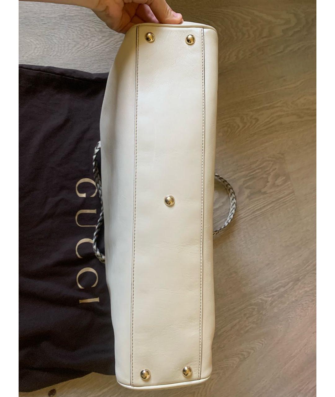 GUCCI Бежевая кожаная сумка тоут, фото 6