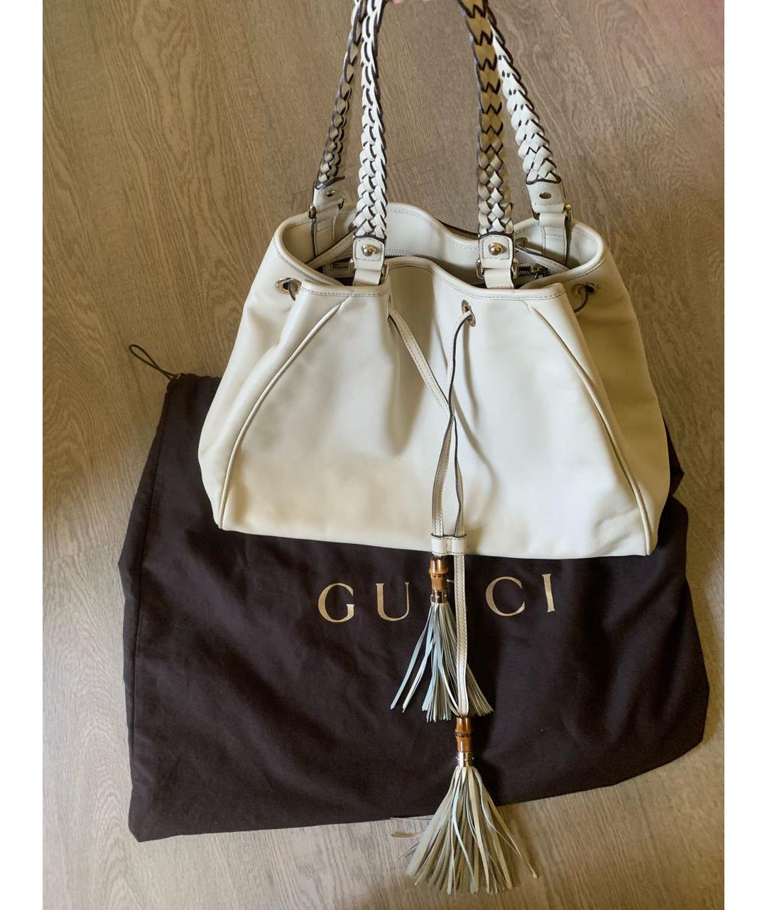 GUCCI Бежевая кожаная сумка тоут, фото 2