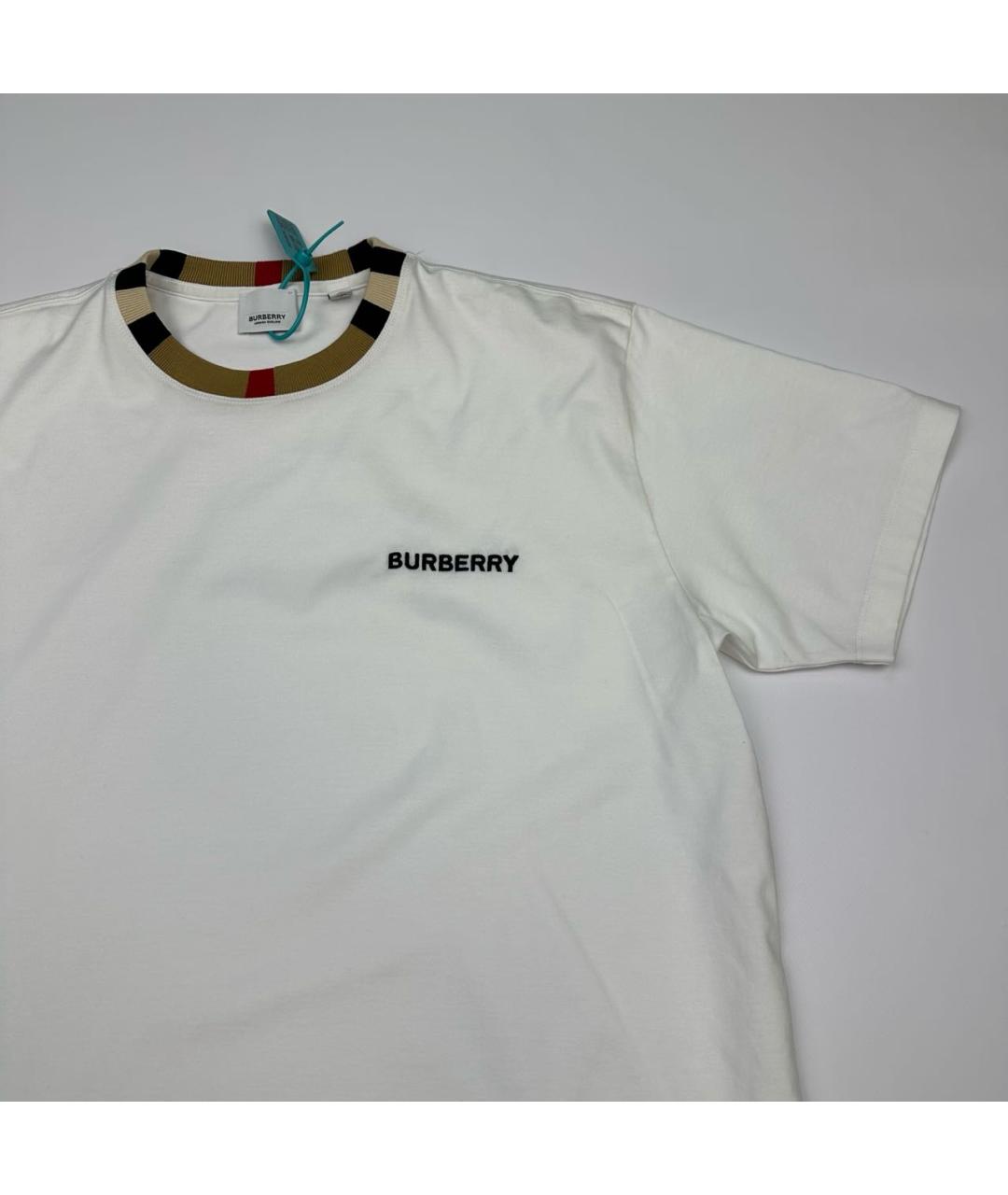 BURBERRY Белая хлопковая футболка, фото 2