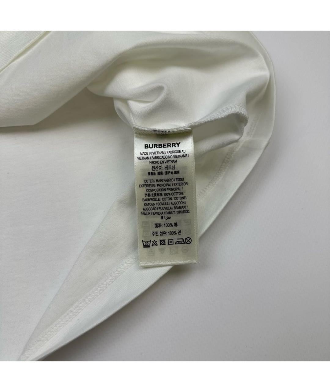 BURBERRY Белая хлопковая футболка, фото 4