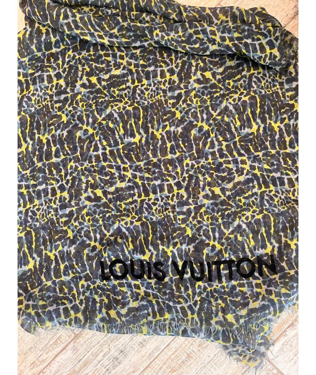 LOUIS VUITTON Синий кашемировый шарф, фото 5