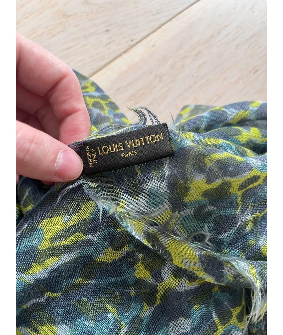LOUIS VUITTON Синий кашемировый шарф, фото 2