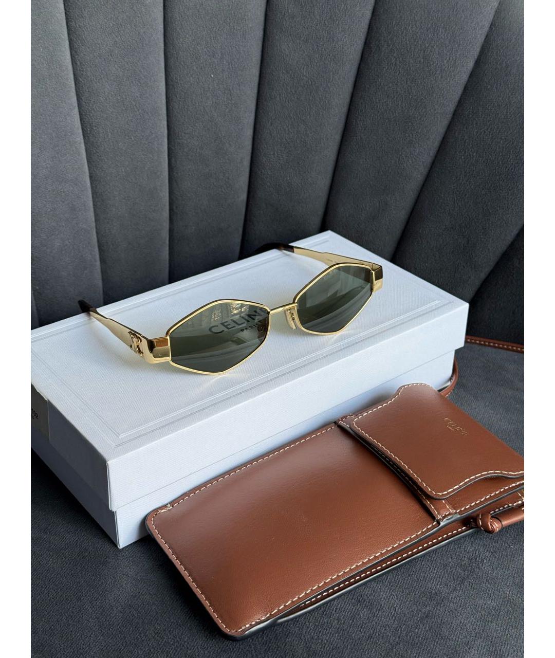 CELINE Золотые металлические солнцезащитные очки, фото 2