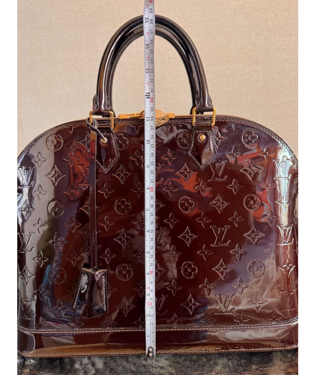 LOUIS VUITTON Бордовая сумка с короткими ручками из лакированной кожи, фото 5