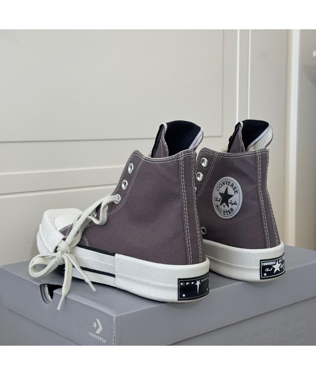 RICK OWENS DRKSHDW Серые текстильные кеды, фото 3