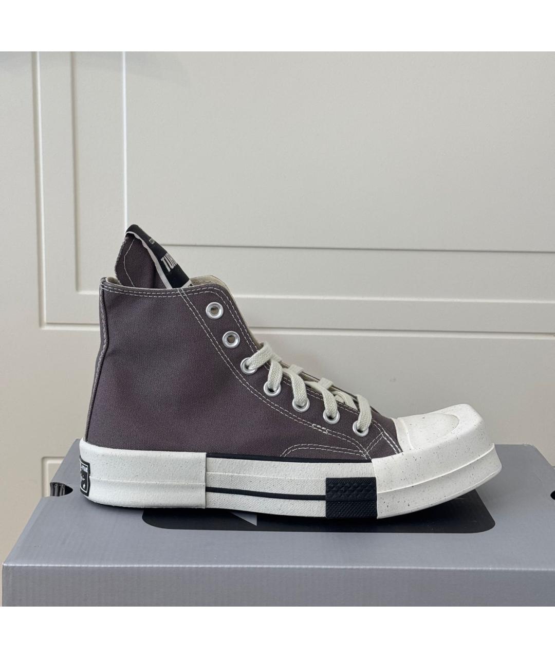 RICK OWENS DRKSHDW Серые текстильные кеды, фото 8