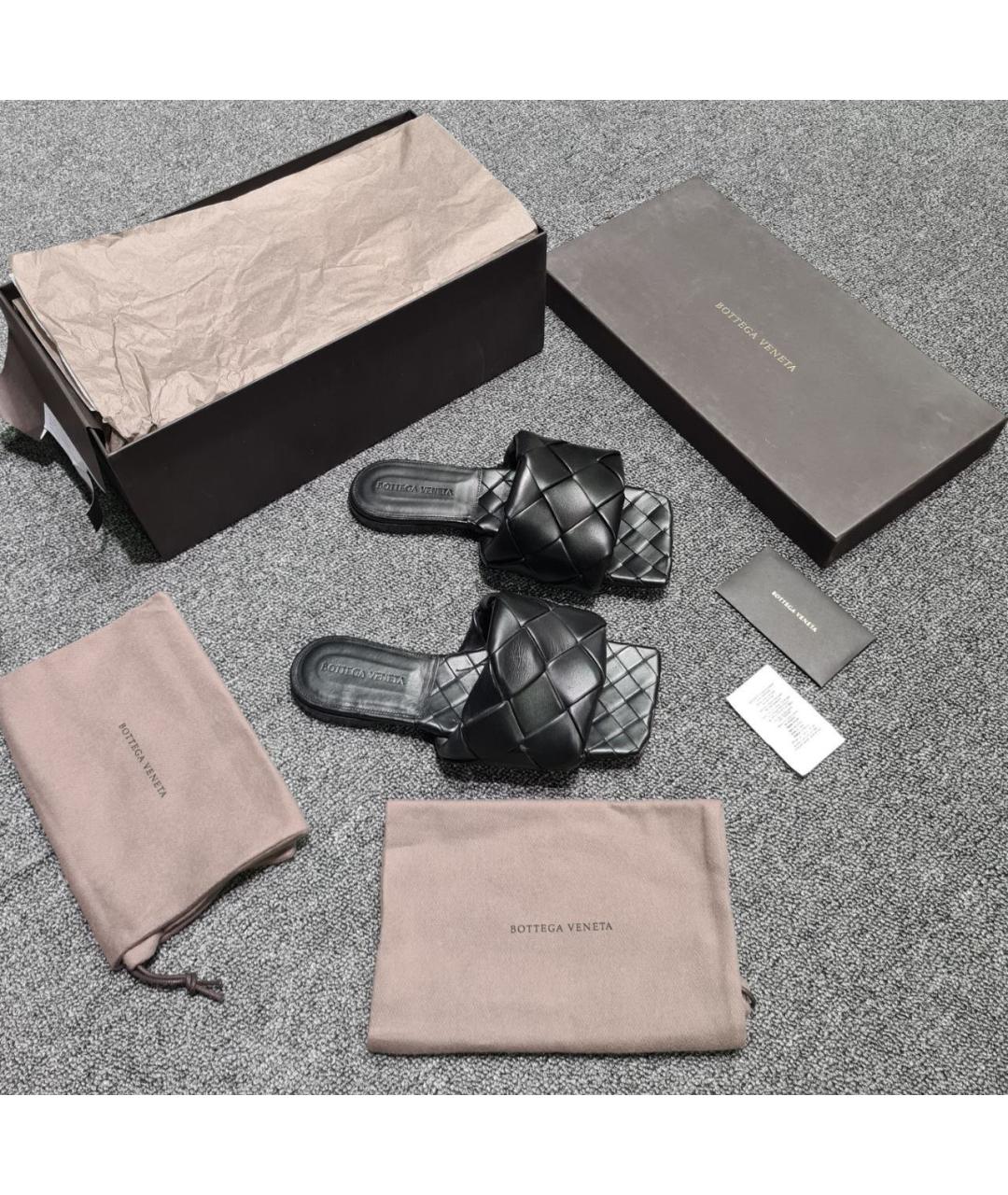 BOTTEGA VENETA Черные кожаные мюли, фото 2
