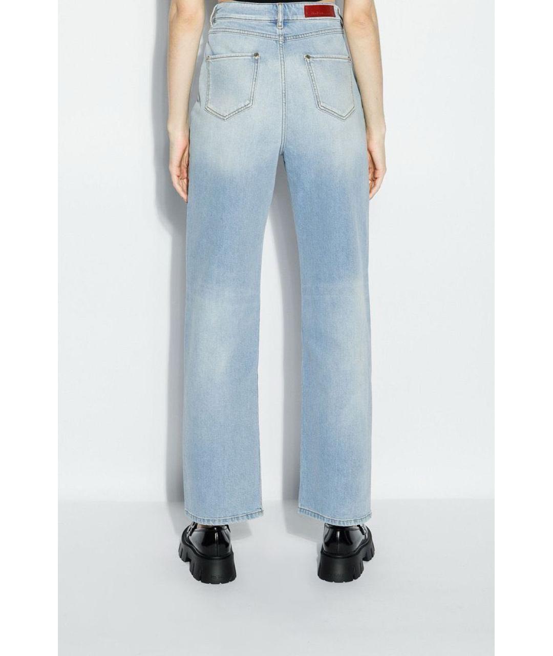 MAX MARA STUDIO Голубые хлопко-эластановые прямые джинсы, фото 2