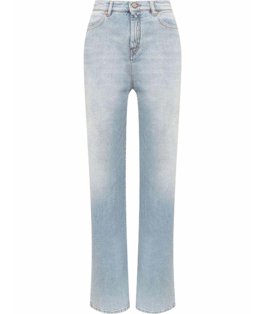 MAX MARA STUDIO Голубые хлопко-эластановые прямые джинсы, фото 1