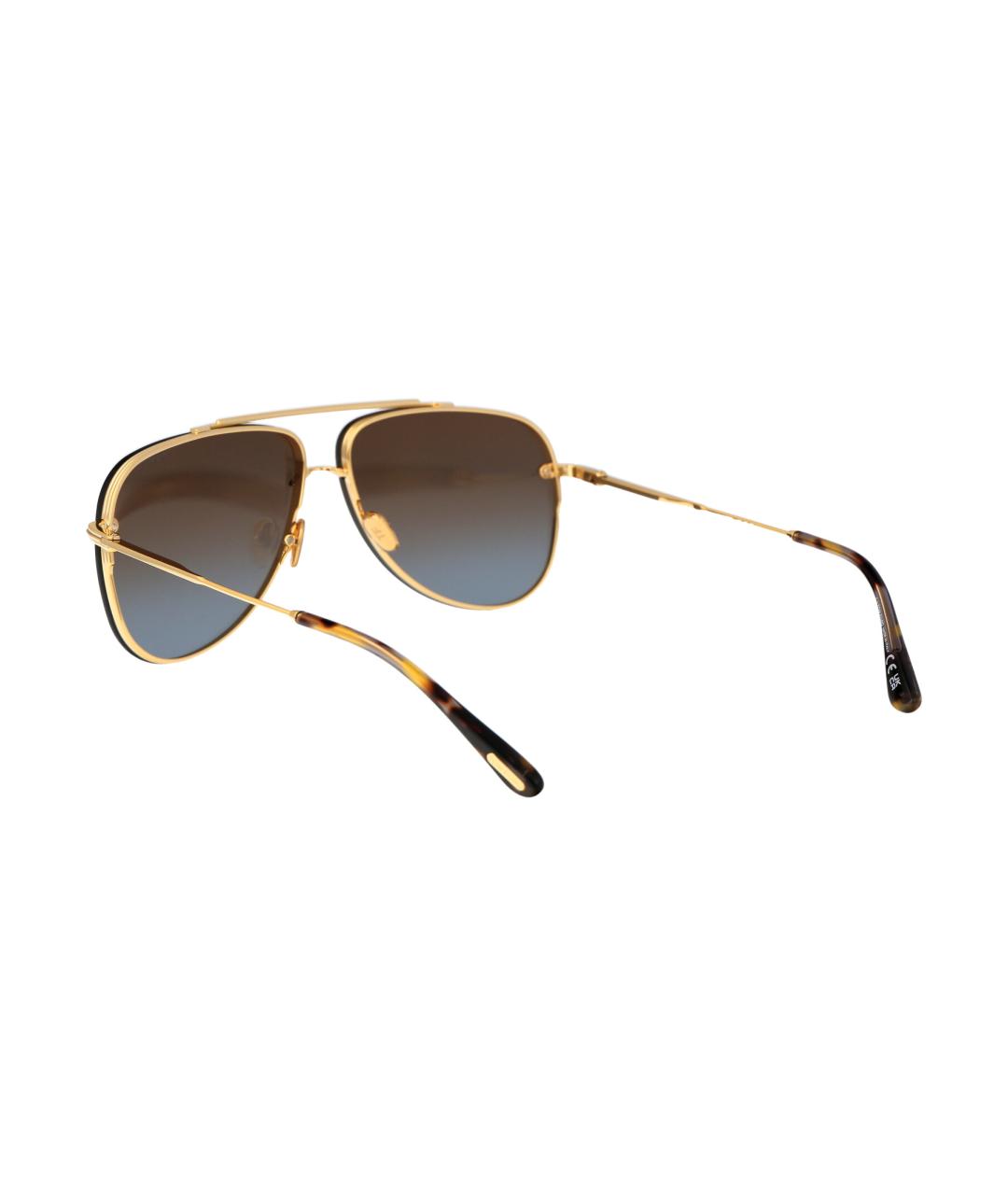 TOM FORD Золотые металлические солнцезащитные очки, фото 4