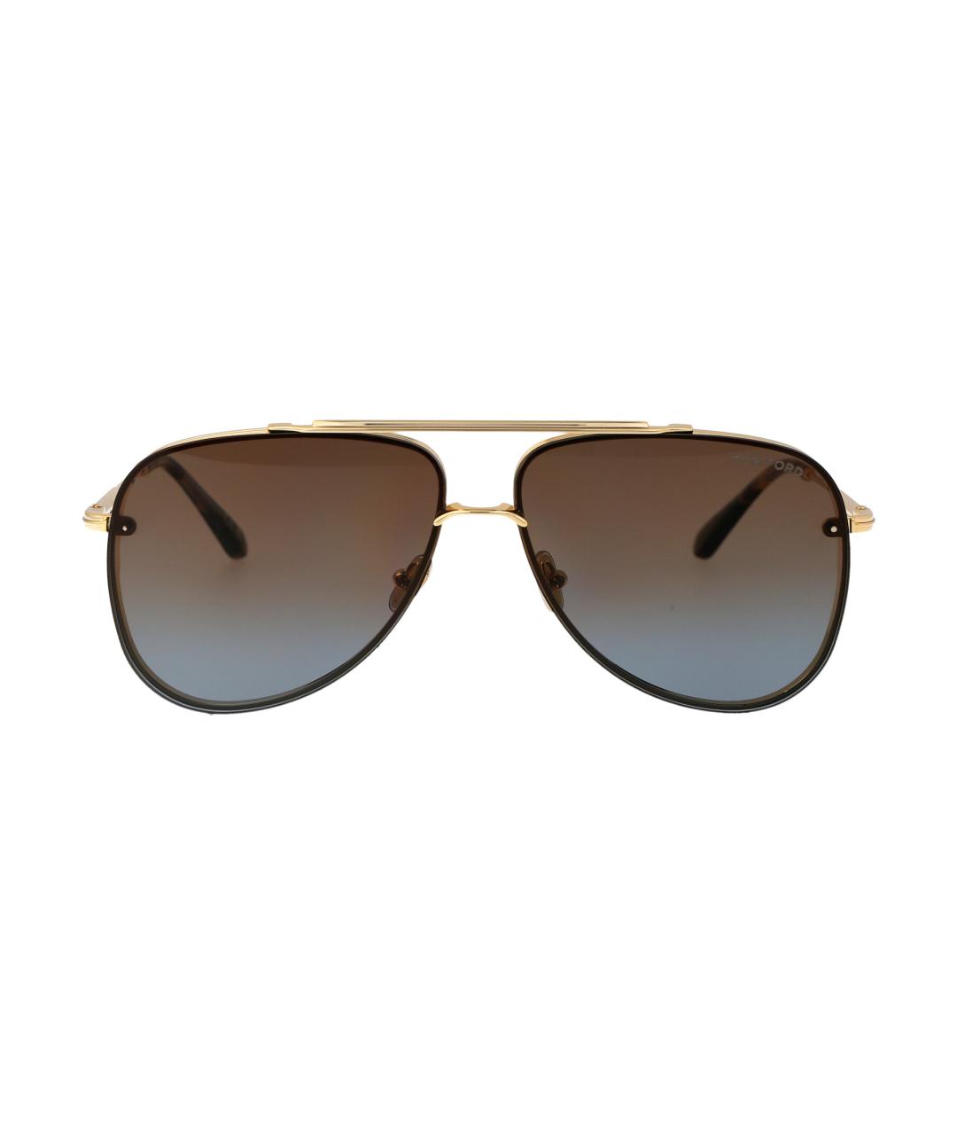 TOM FORD Золотые металлические солнцезащитные очки, фото 1