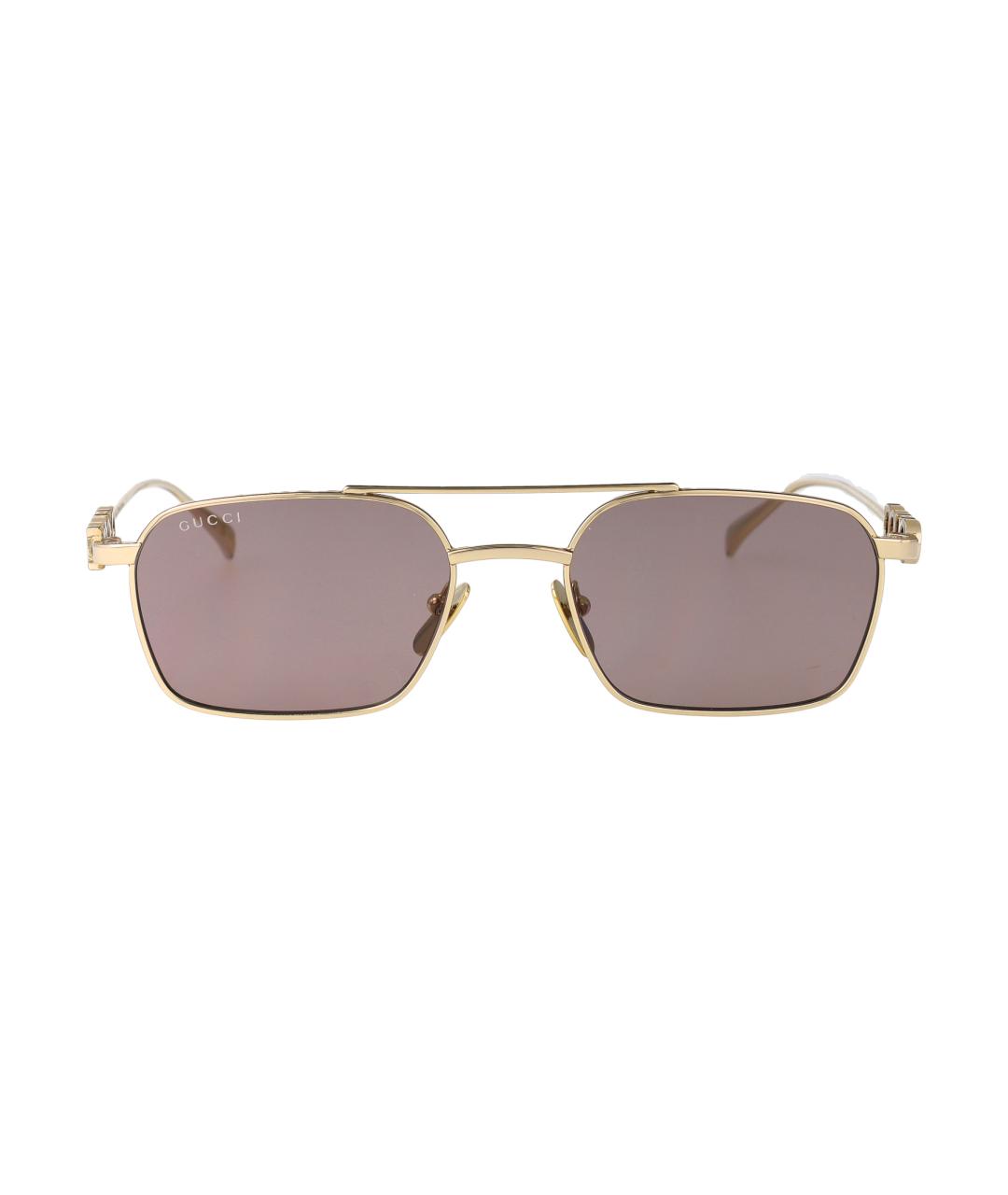GUCCI Золотые металлические солнцезащитные очки, фото 1
