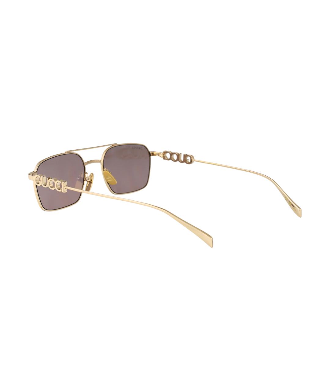 GUCCI Золотые металлические солнцезащитные очки, фото 4