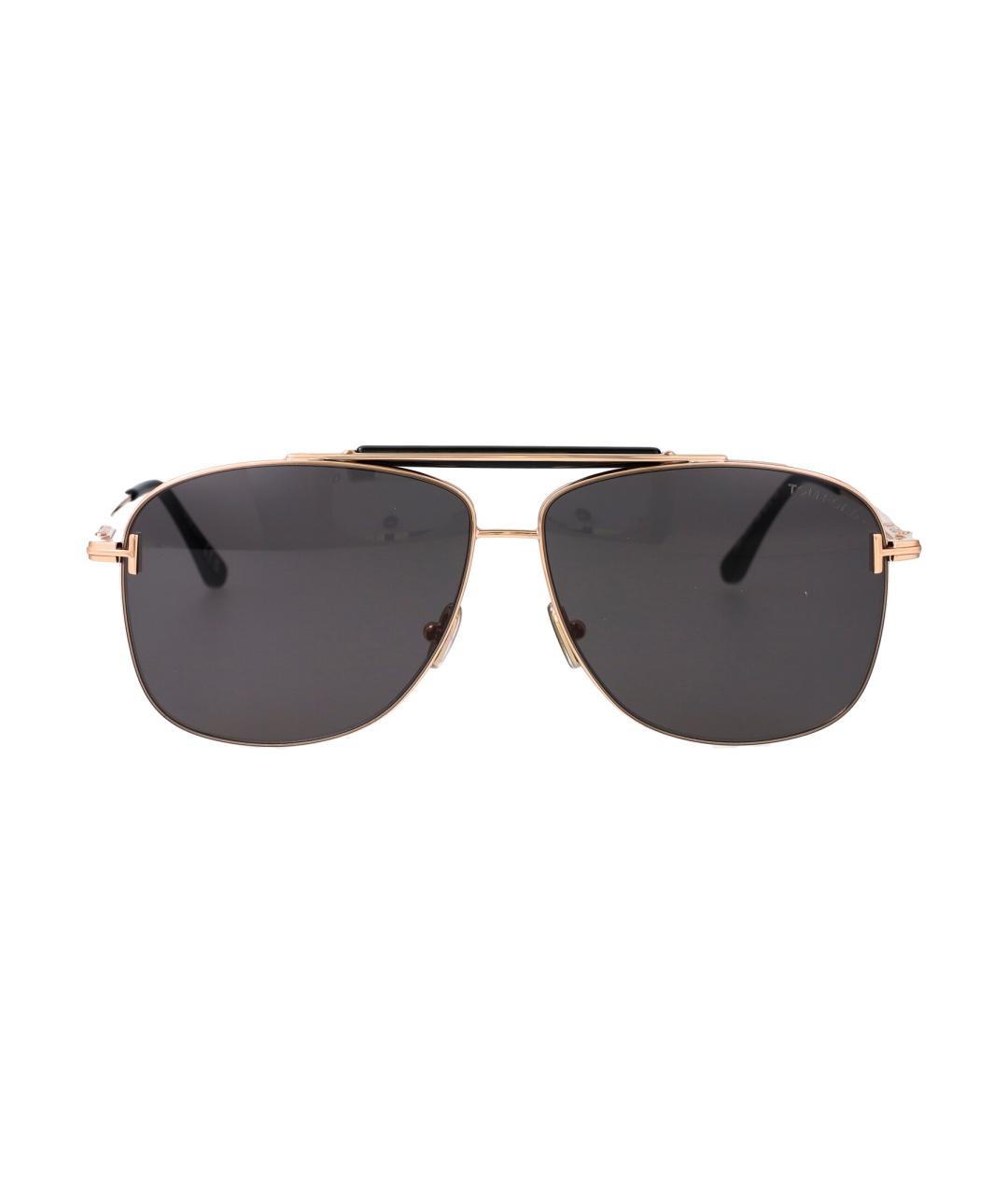 TOM FORD Золотые металлические солнцезащитные очки, фото 1