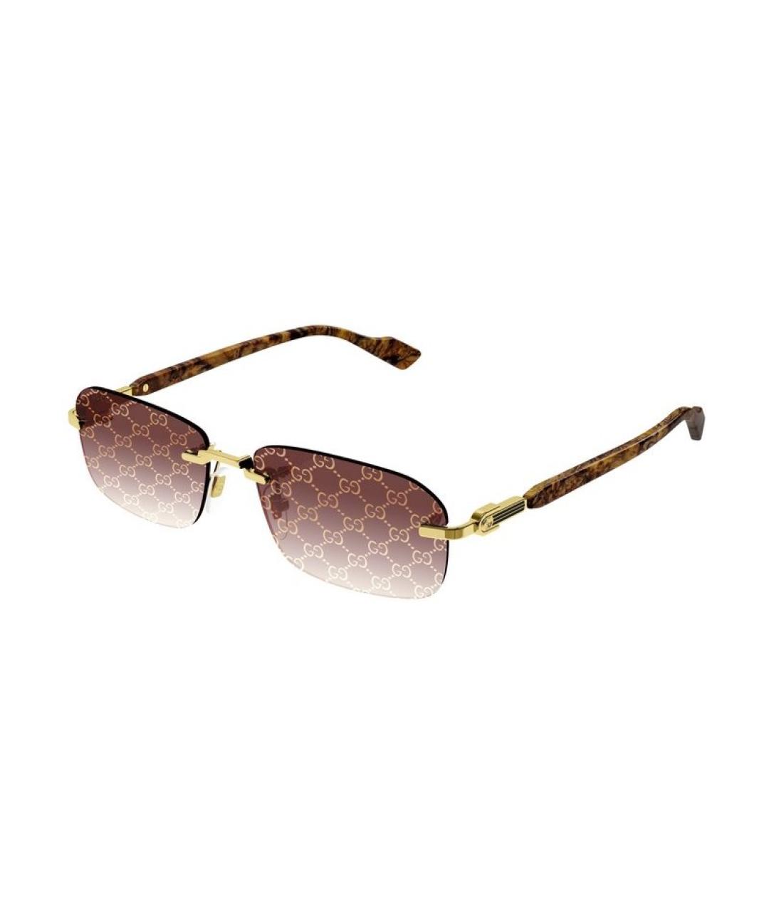GUCCI Золотые металлические солнцезащитные очки, фото 1