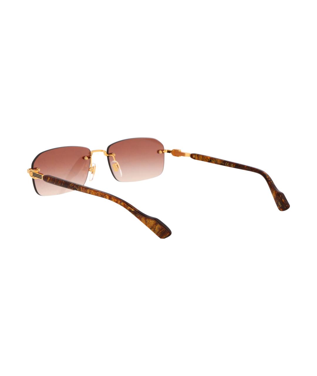GUCCI Золотые металлические солнцезащитные очки, фото 4