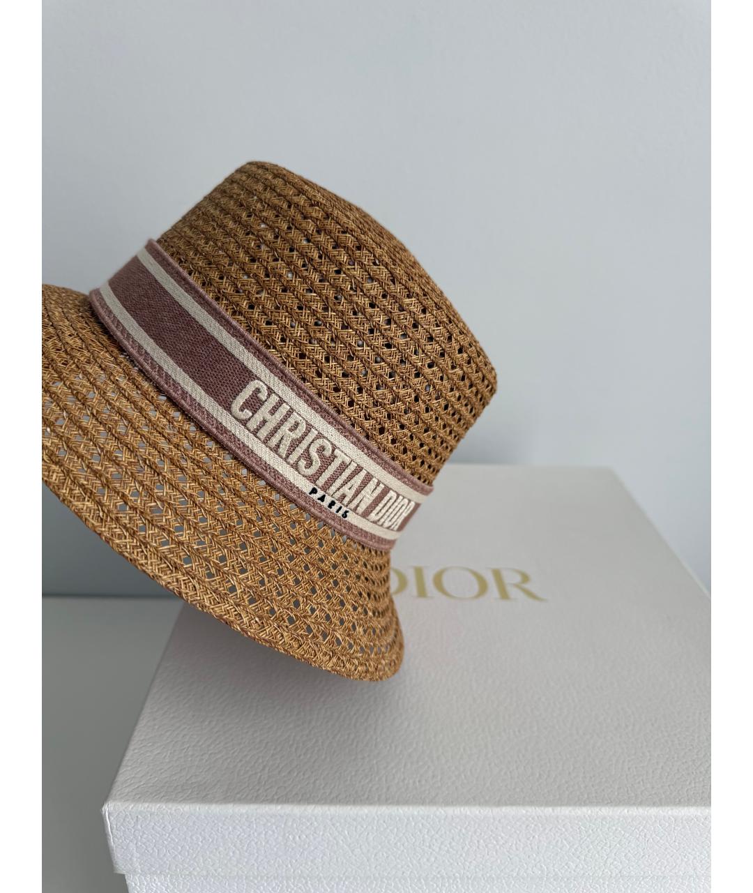 CHRISTIAN DIOR Бежевая соломенная шляпа, фото 2