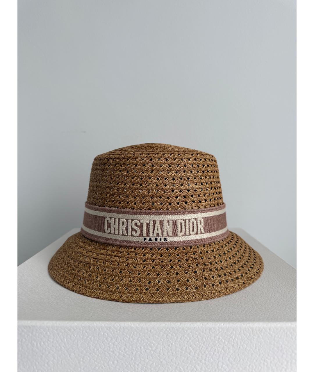 CHRISTIAN DIOR Бежевая соломенная шляпа, фото 6