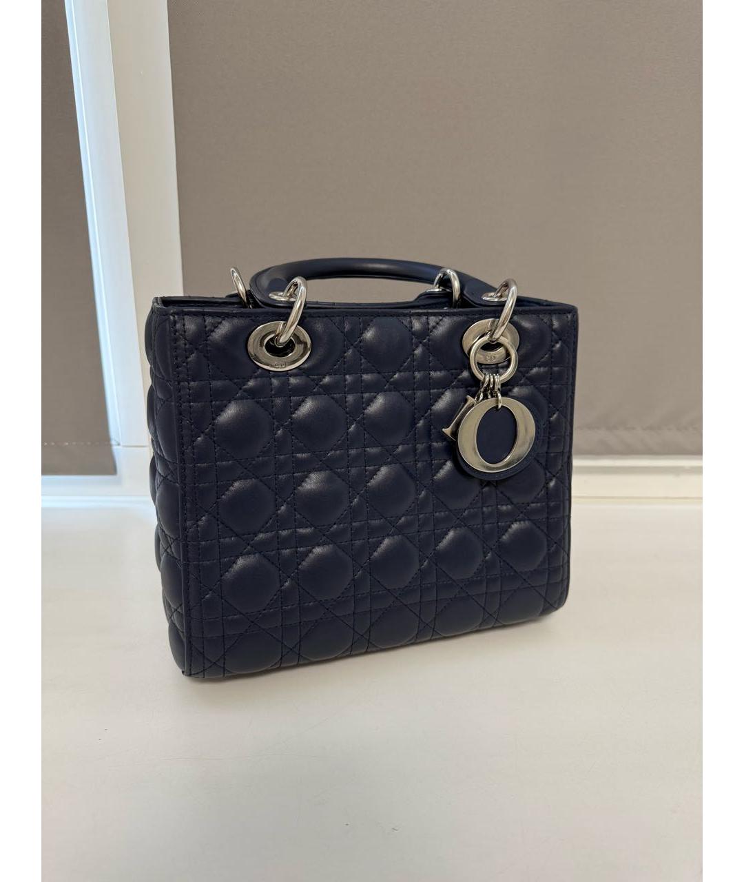 CHRISTIAN DIOR Синяя кожаная сумка с короткими ручками, фото 8