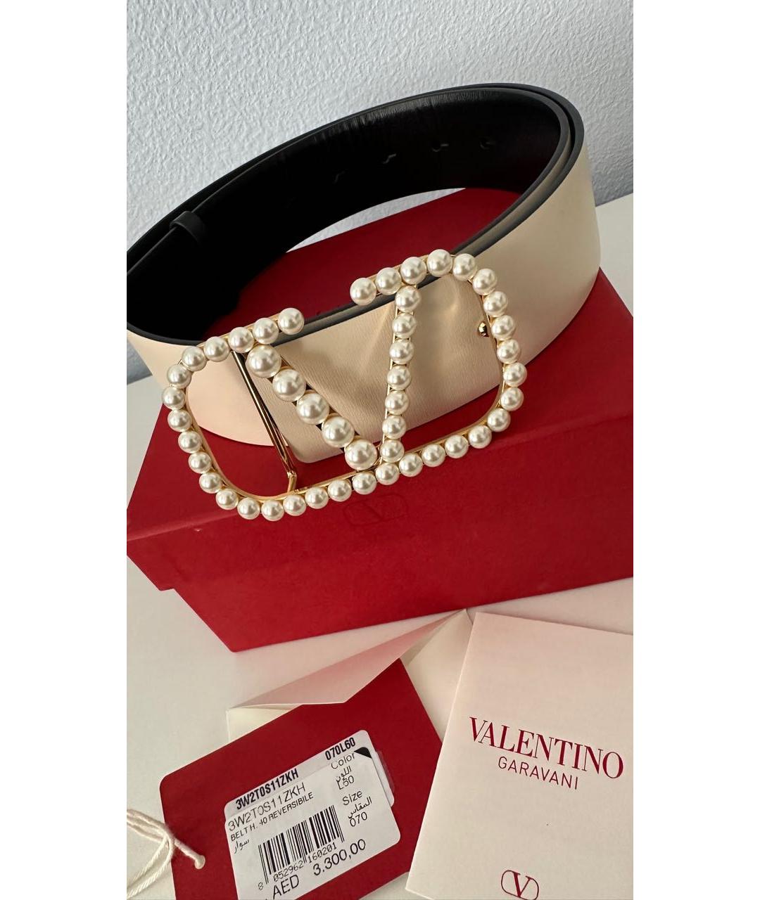 VALENTINO Белый кожаный ремень, фото 4