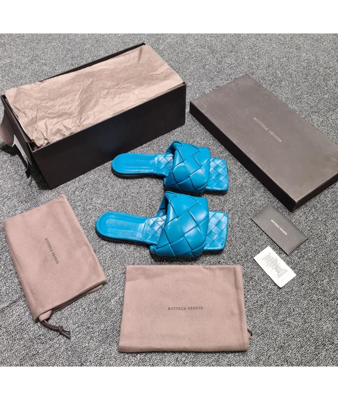 BOTTEGA VENETA Синие кожаные мюли, фото 7