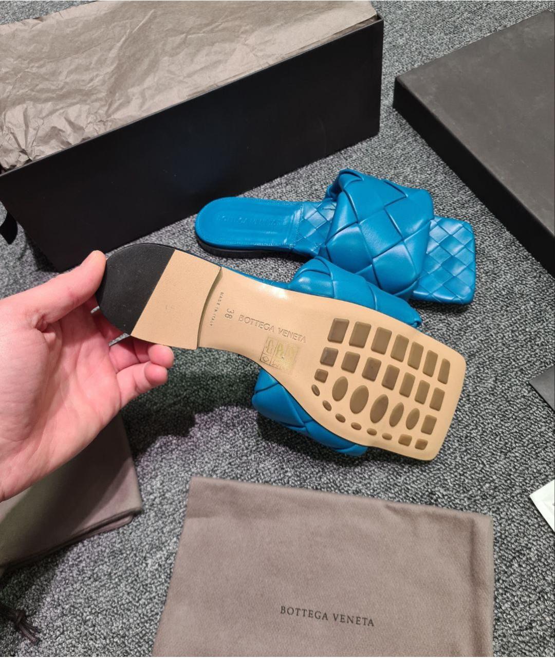 BOTTEGA VENETA Синие кожаные мюли, фото 6