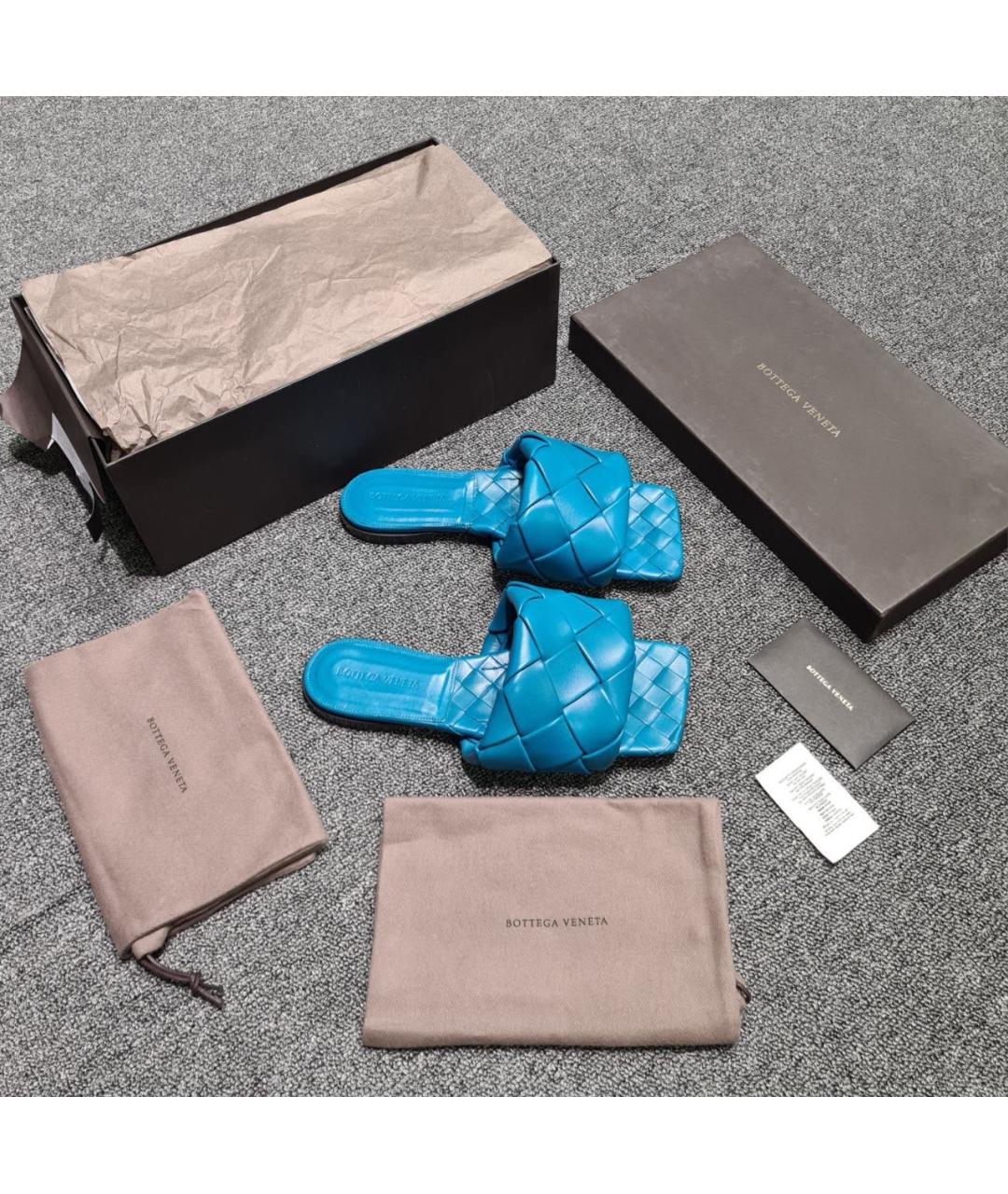 BOTTEGA VENETA Синие кожаные мюли, фото 2