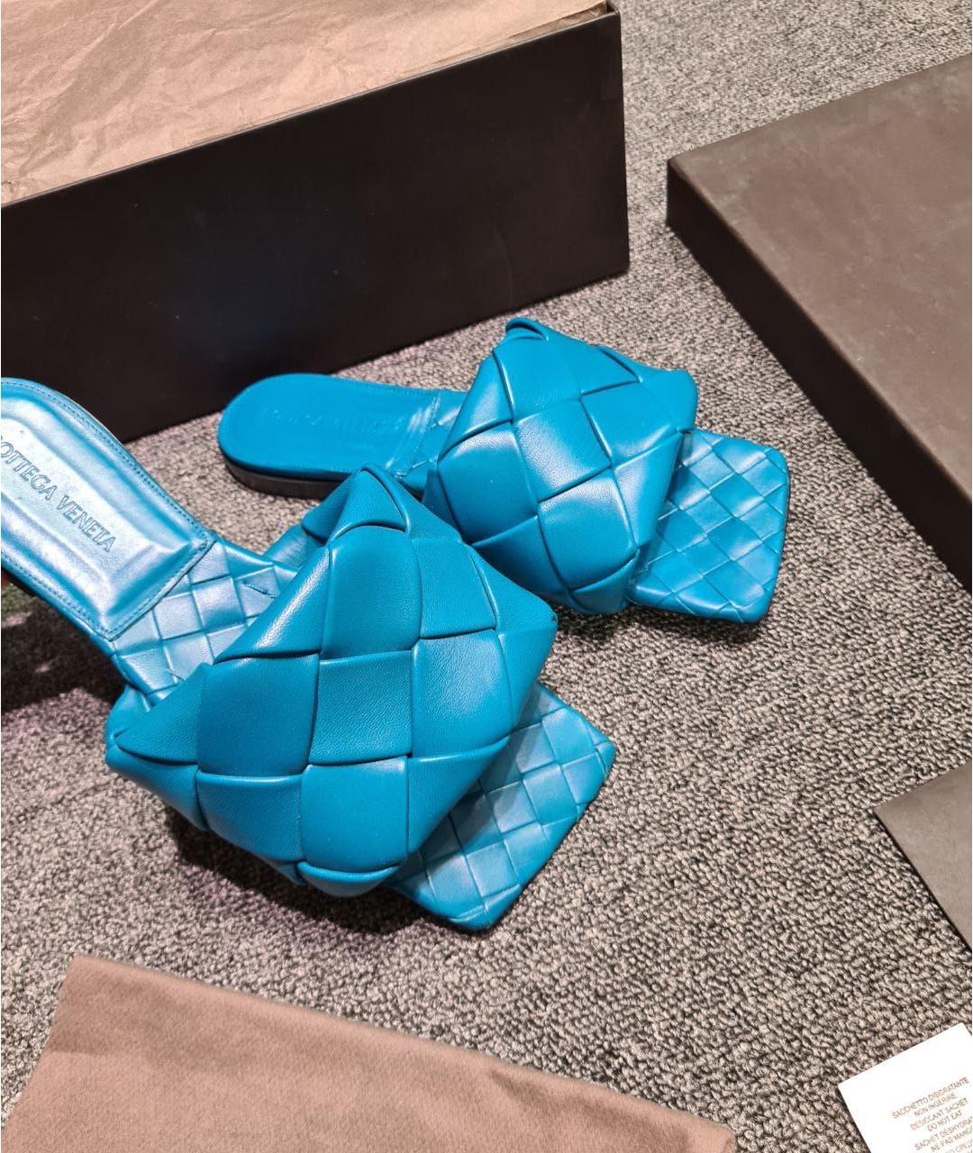 BOTTEGA VENETA Синие кожаные мюли, фото 5