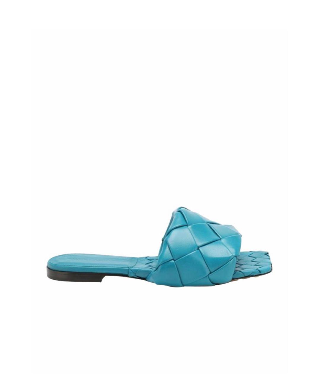 BOTTEGA VENETA Синие кожаные мюли, фото 8