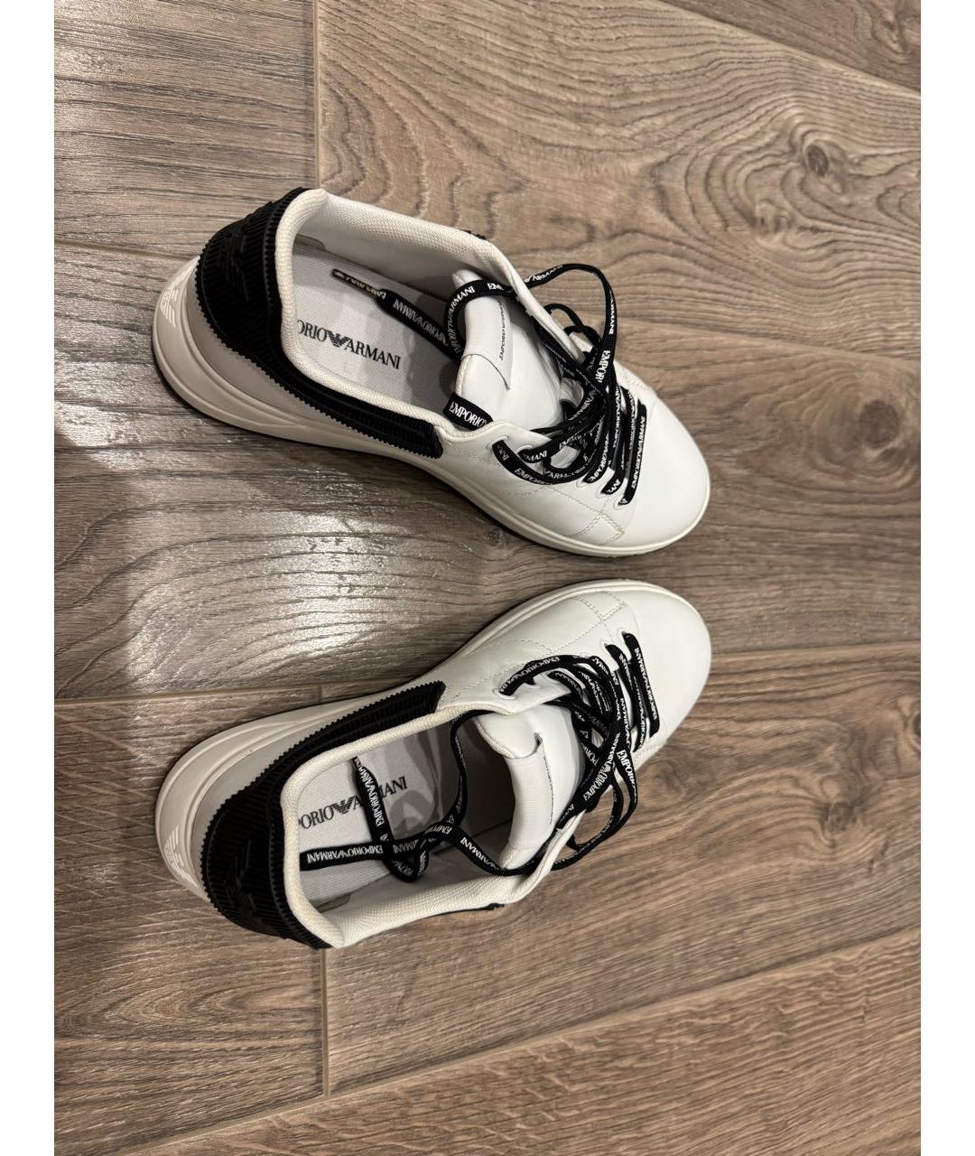 EMPORIO ARMANI Белые кожаные кеды, фото 2