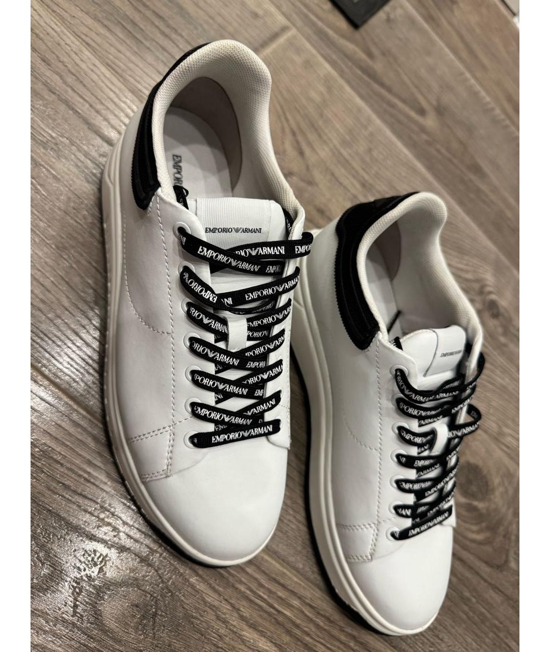 EMPORIO ARMANI Белые кожаные кеды, фото 4