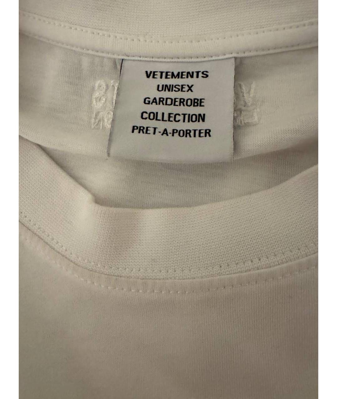 VETEMENTS Белая хлопковая футболка, фото 3