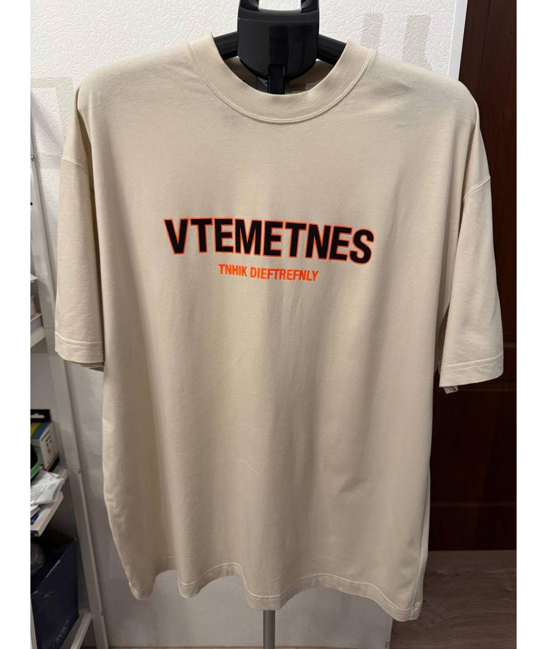 VETEMENTS Бежевая хлопковая футболка, фото 5