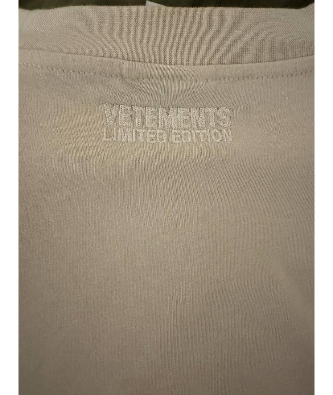 VETEMENTS Бежевая хлопковая футболка, фото 2
